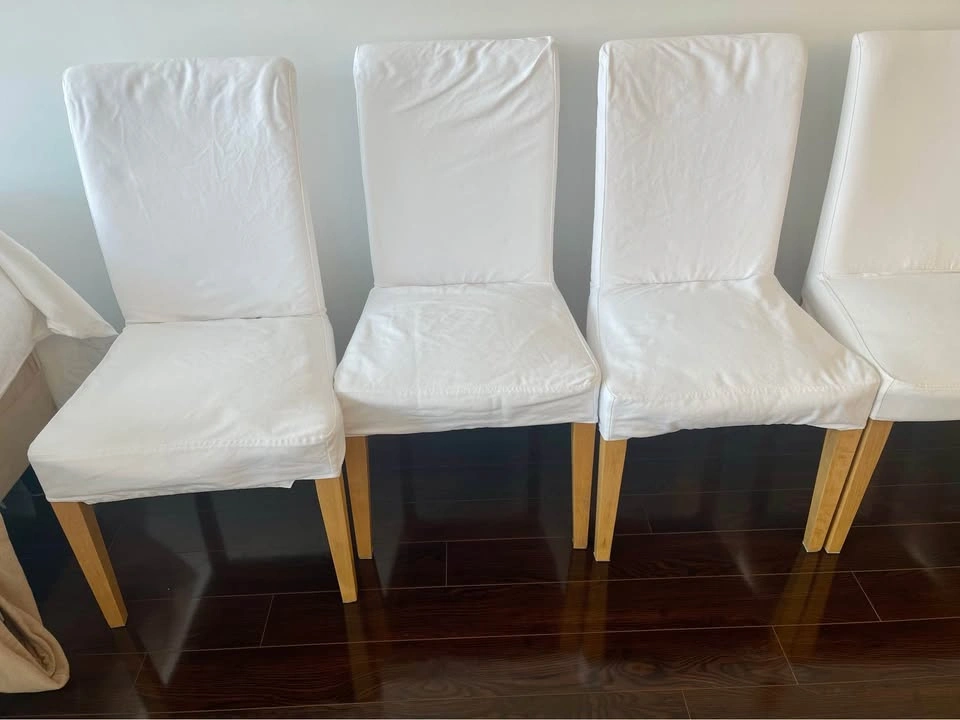 Set of 6 white dining chairs w wooden legs(disassembled) - photo 2