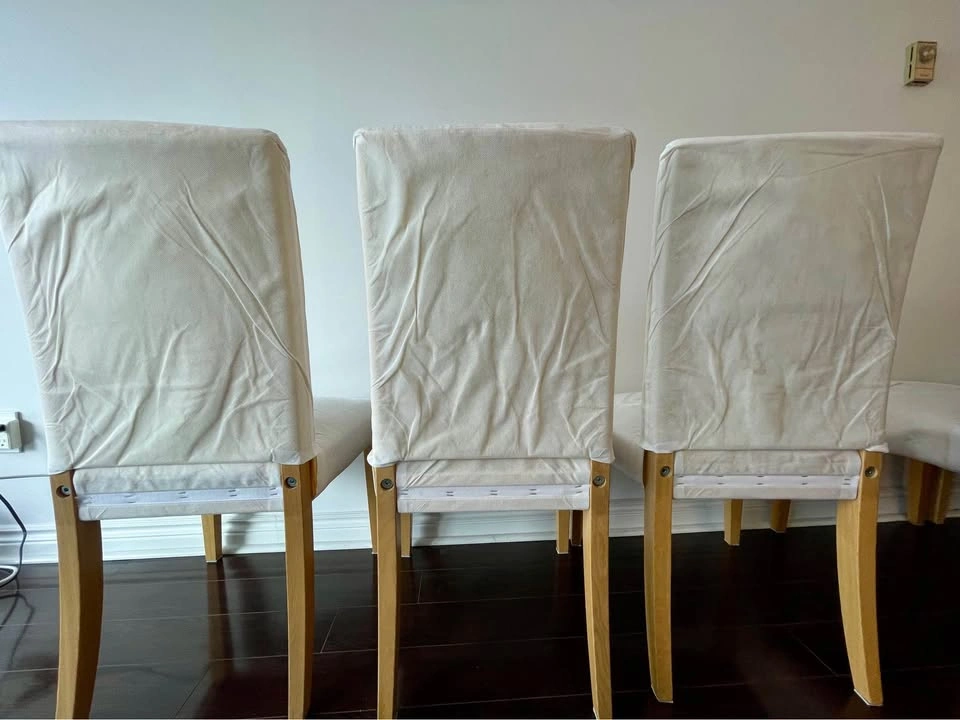 Set of 6 white dining chairs w wooden legs(disassembled) - photo 3