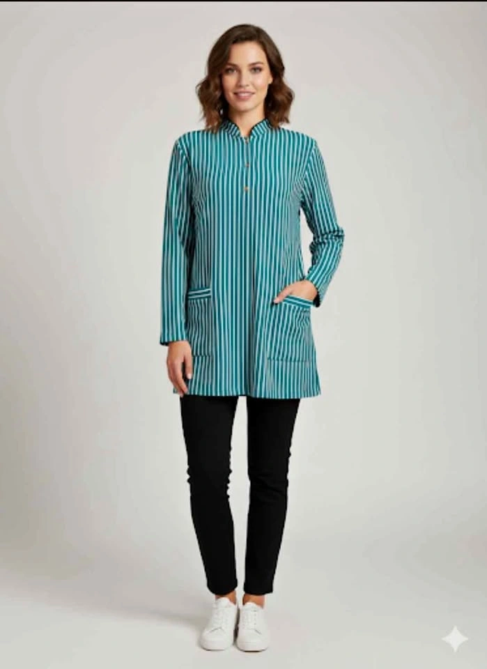 Teal and white striped blazer. Size medium