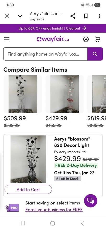 Modern Silver Aluminum Metal Vase Flower Design Standing Light - photo 4