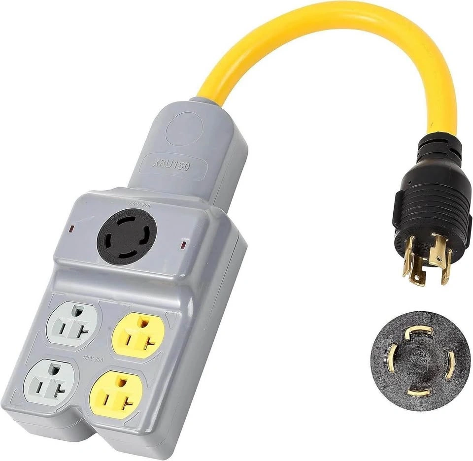 NEMA L14-30P to 4 Port 5-15R 5-20R Adapter