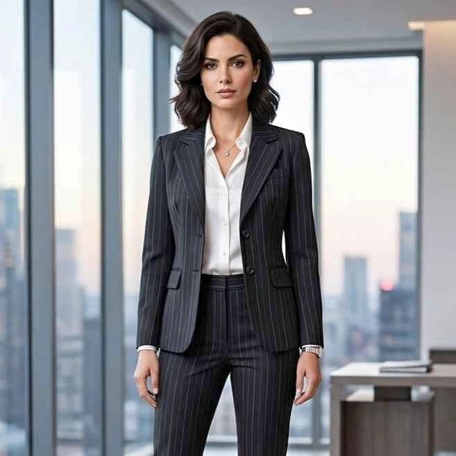 Suzy Shier Black Pinstripe Blazer - Size Small