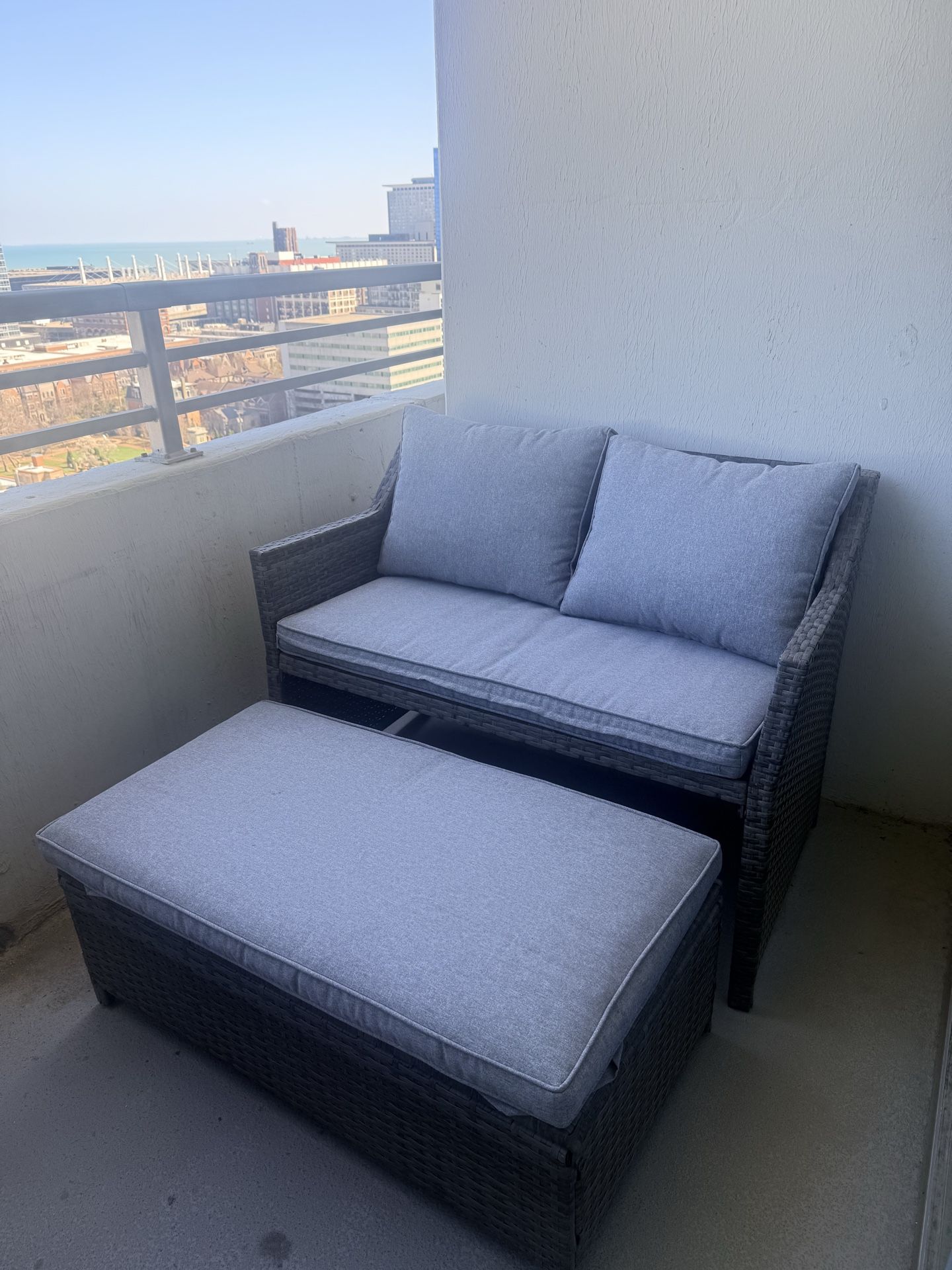 Frett Wicker 2-Person Patio Set with Cushions