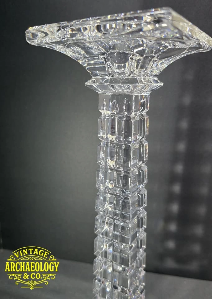 Lead Crystal Candlesticks - Geometric Cubist Design - photo 2