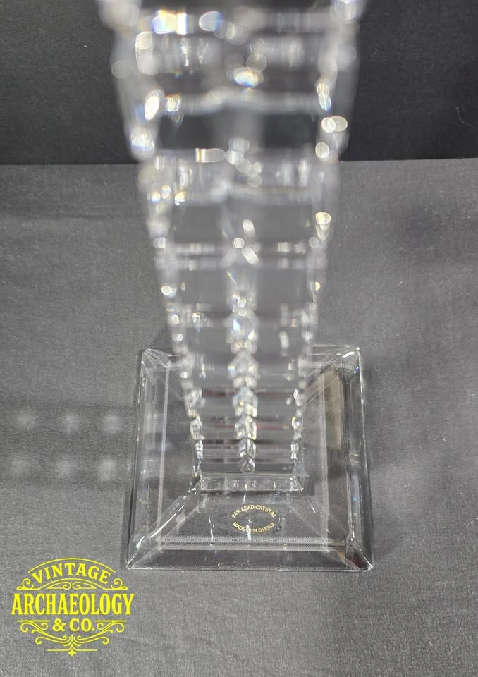 Lead Crystal Candlesticks - Geometric Cubist Design - photo 3