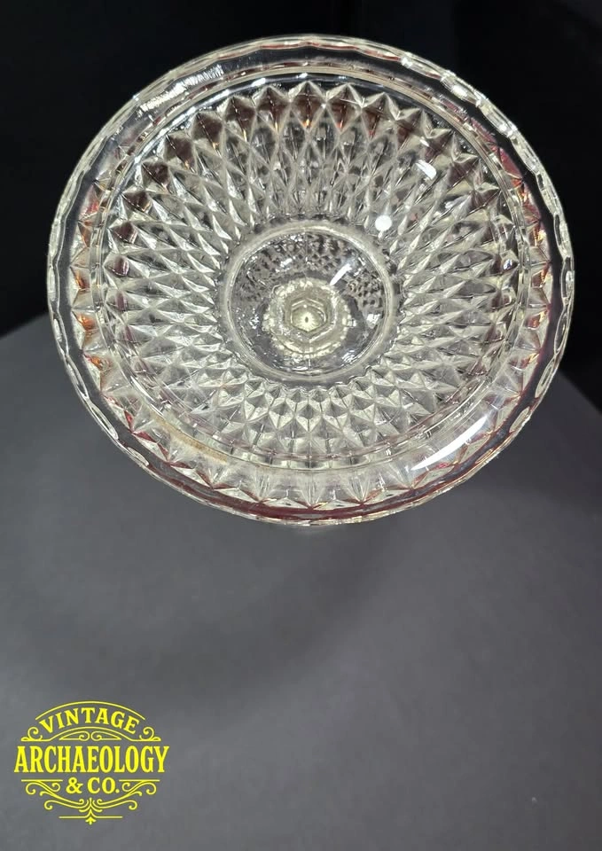 Pressed Glass Covered Candy Dish - Diamond Point w/ Ruby Flash - photo 5