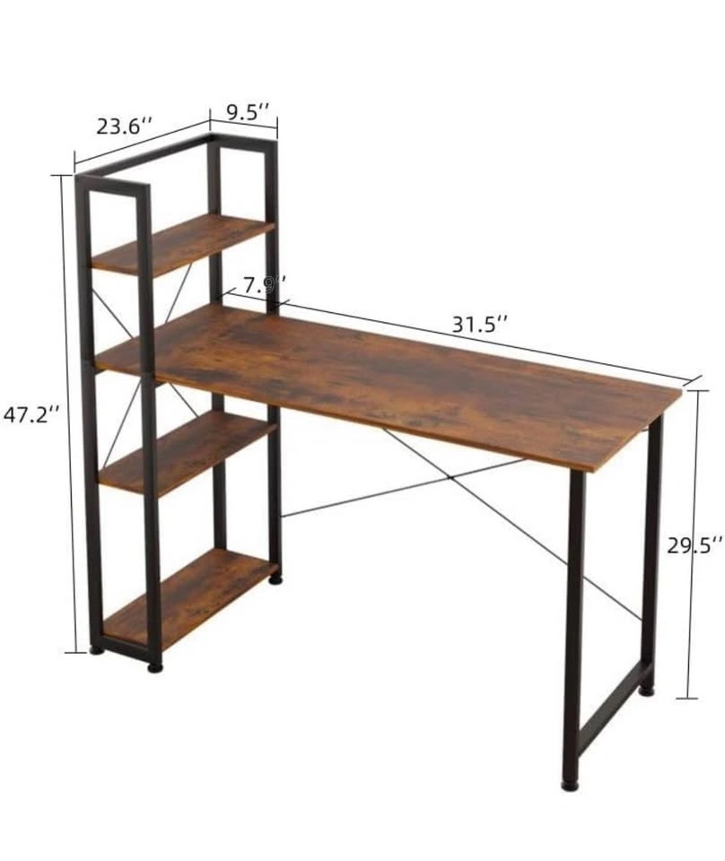 Computer Desk with 4 Tiers Shelves - photo 2