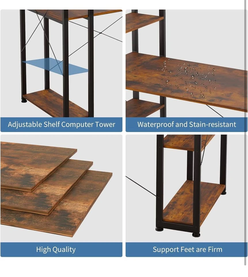 Computer Desk with 4 Tiers Shelves - photo 3