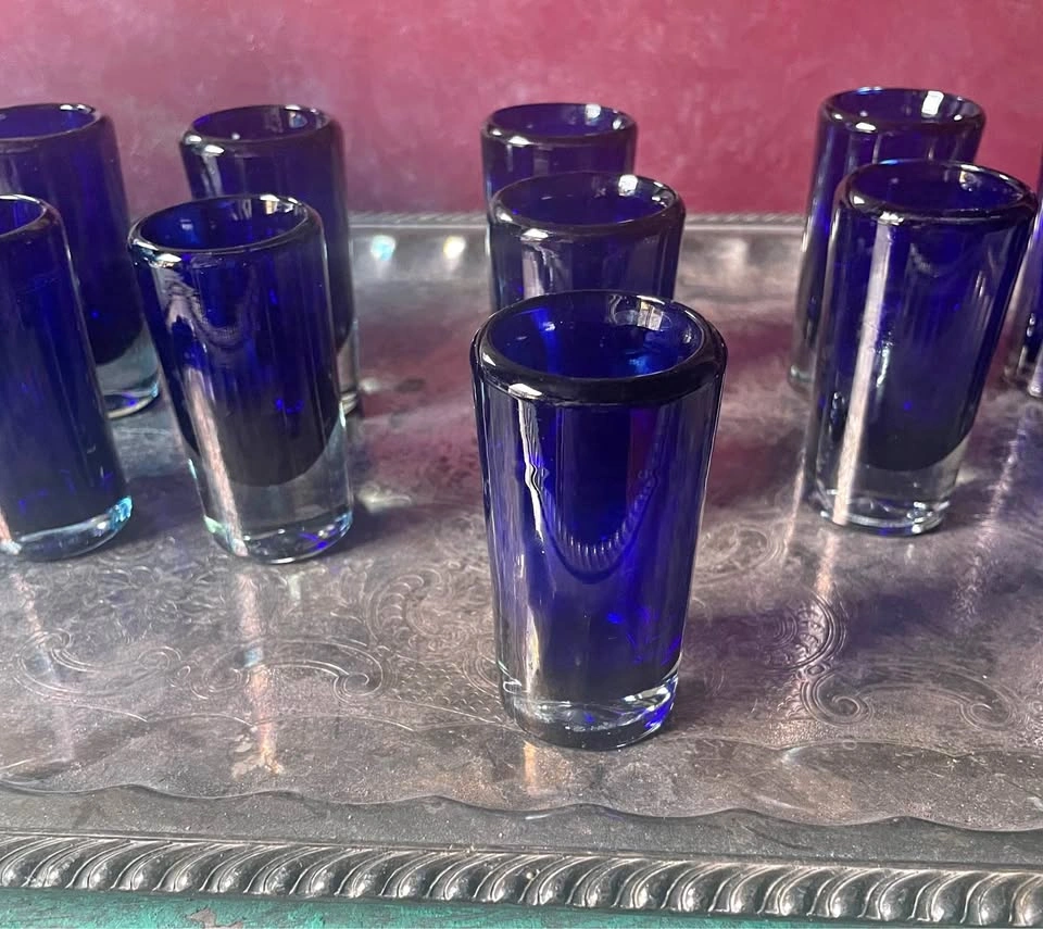 Mexican Hand Blown Cobalt Shot Glasses (2oz)