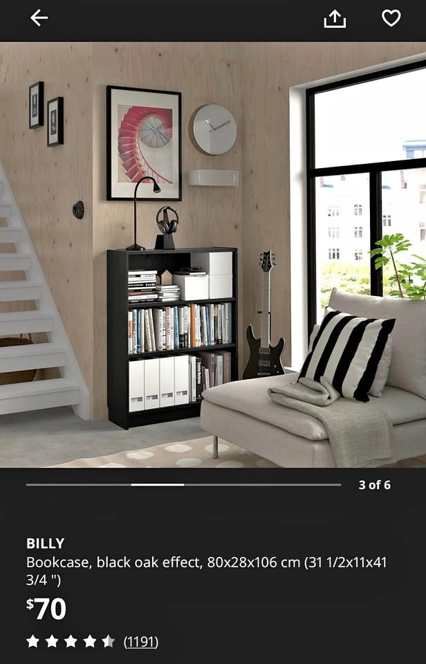 IKEA BILLY Bookcase - Black Oak Effect