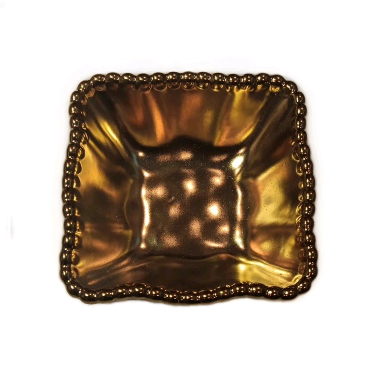 Baroque Collection Metallic Gold Ceramic Square Bowl 2"