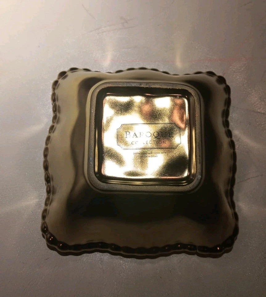 Baroque Collection Metallic Gold Ceramic Square Bowl 2" - photo 3