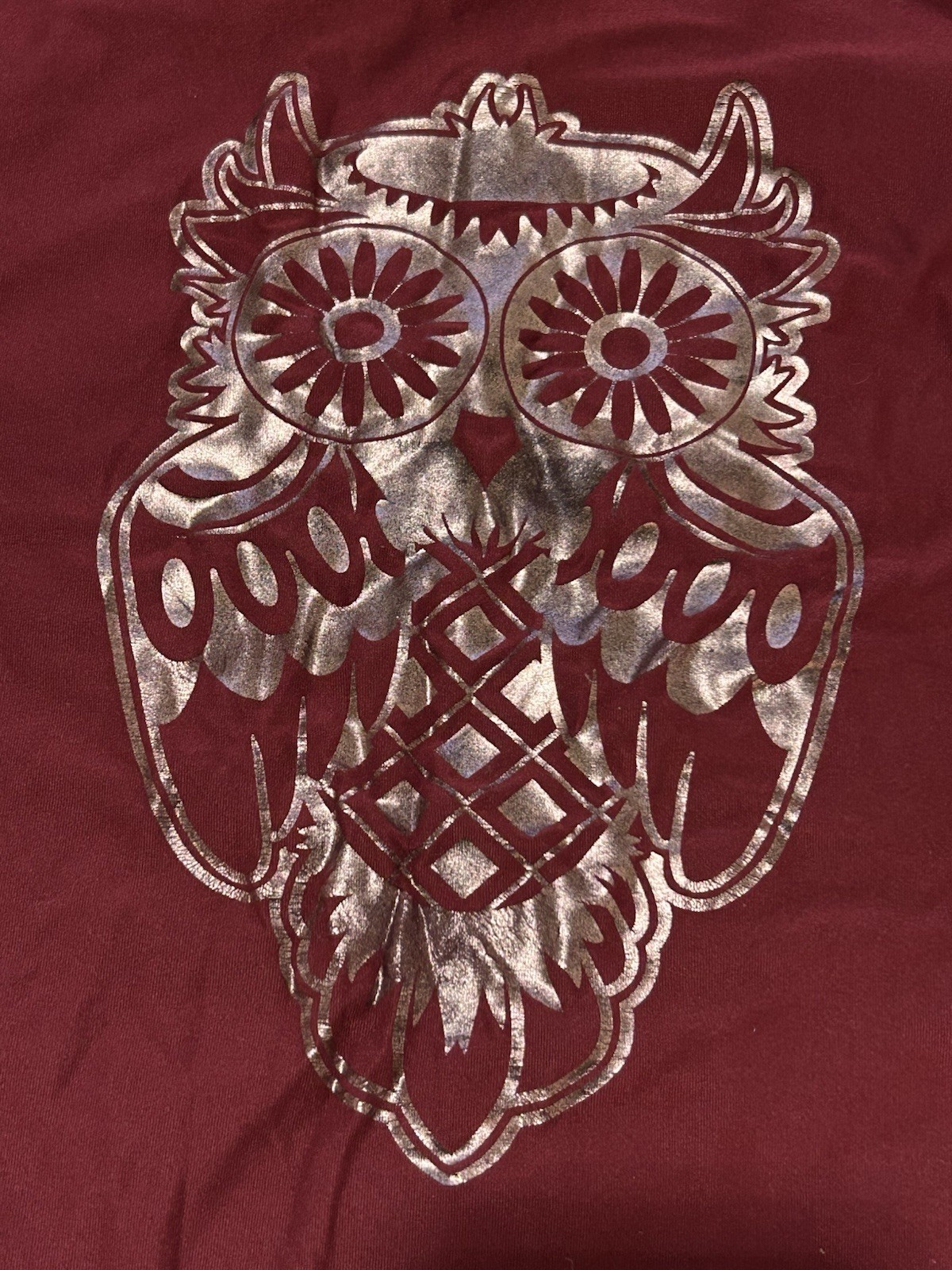 No Boundaries Women's Maroon Tank Top Size M Tribal Owl - photo 2