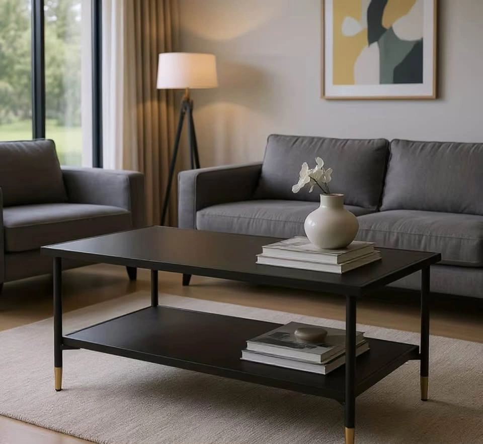 47.2" Rectangular Coffee Table - Steel Frame, Tapered Legs - photo 3