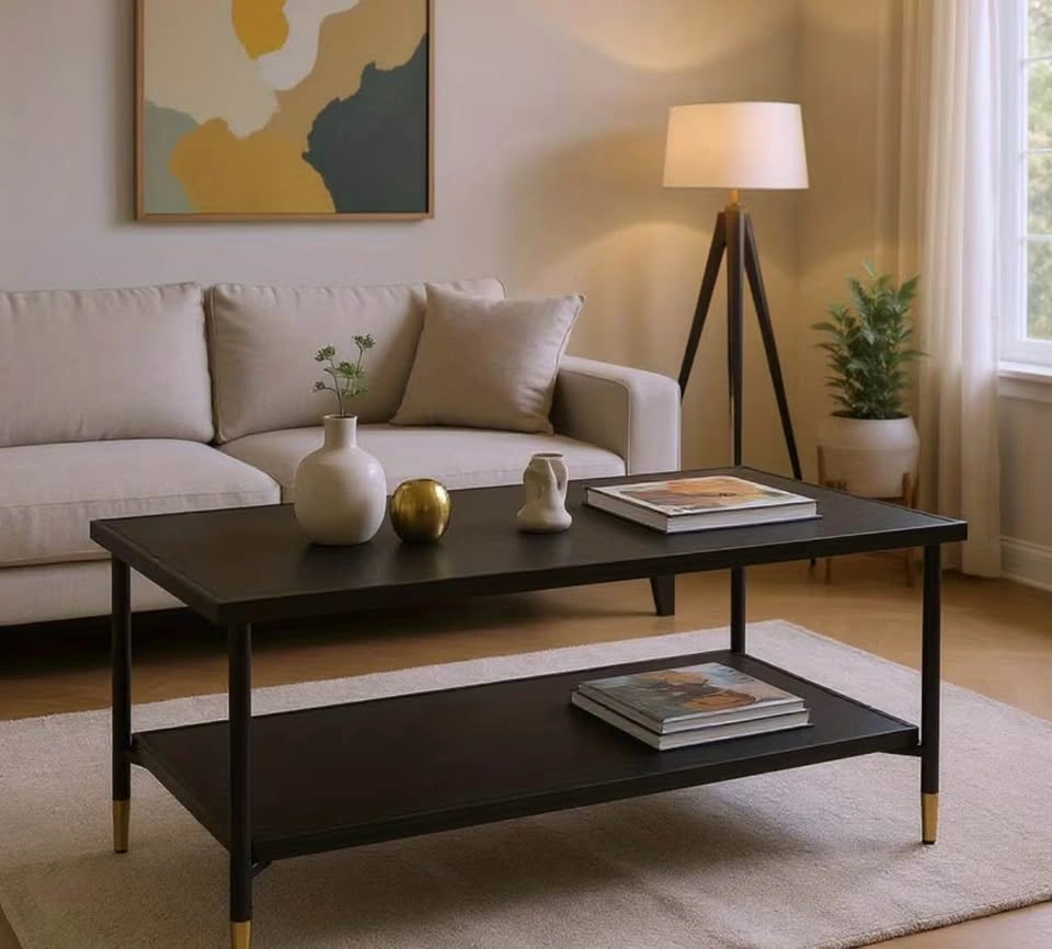 47.2" Rectangular Coffee Table - Steel Frame, Tapered Legs - photo 4