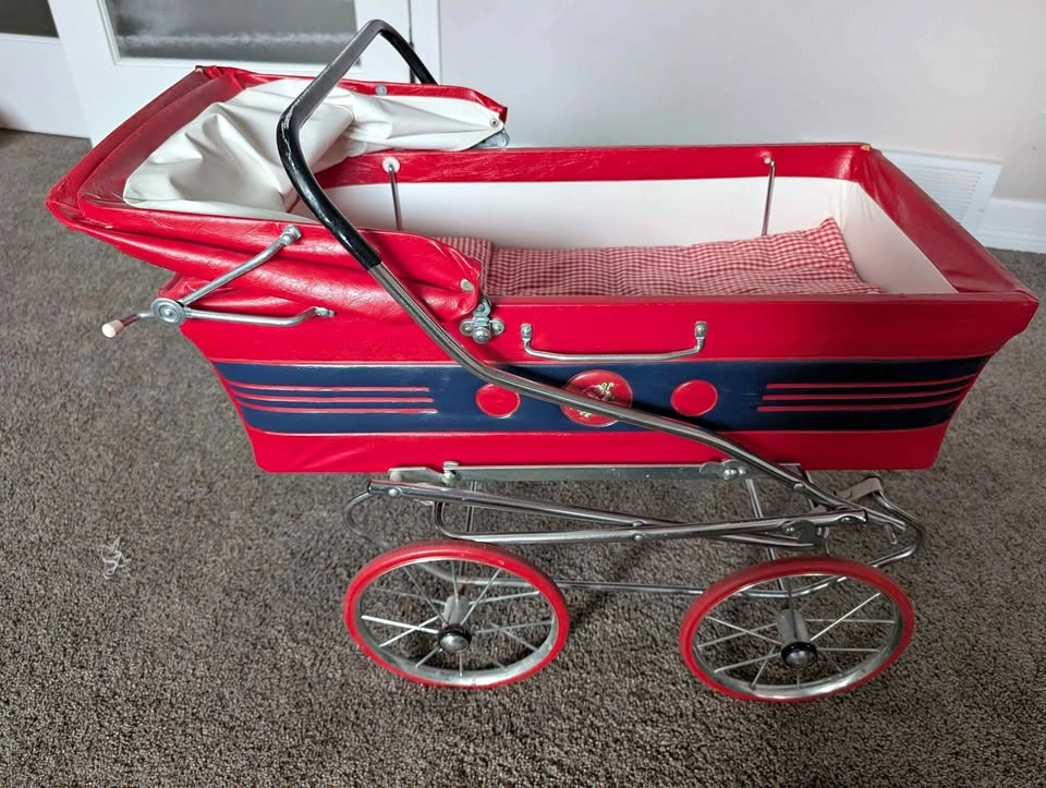 Vintage Red Doll Pram