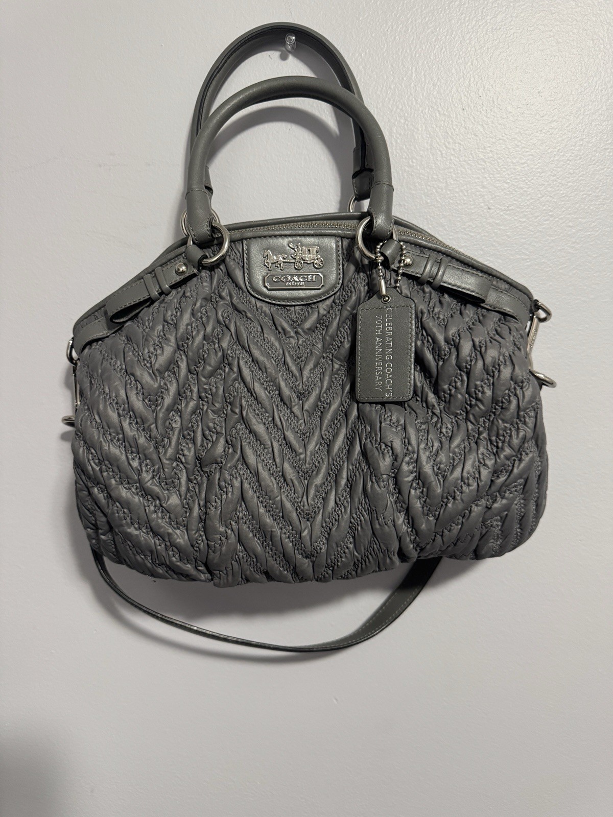 COACH Madison Nylon Grey Quilted Chevron Bag - Limited Edition