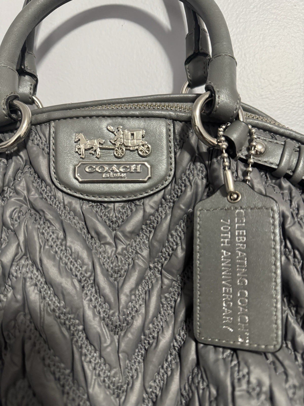 COACH Madison Nylon Grey Quilted Chevron Bag - Limited Edition - photo 3