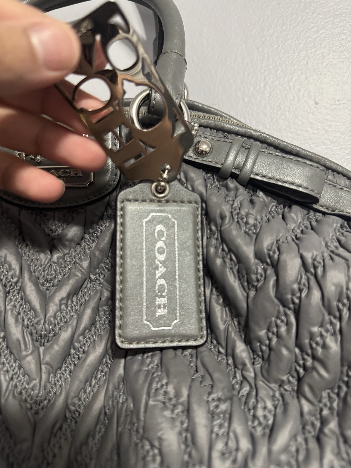 COACH Madison Nylon Grey Quilted Chevron Bag - Limited Edition - photo 5