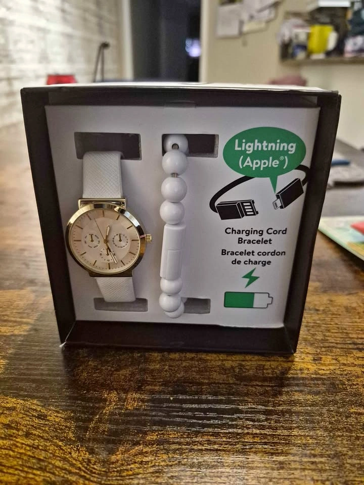 Brand New Women's Watch & Apple Charging Cord Bracelet Gift Set
