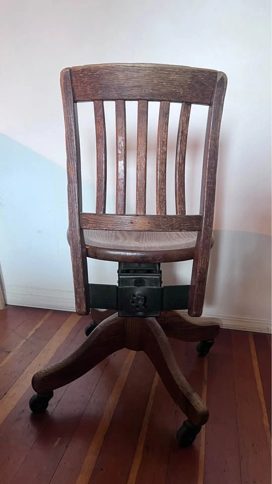 Antique Oak Adjustable Office Chair – Gibson Guelph Canada (c.19 - photo 3