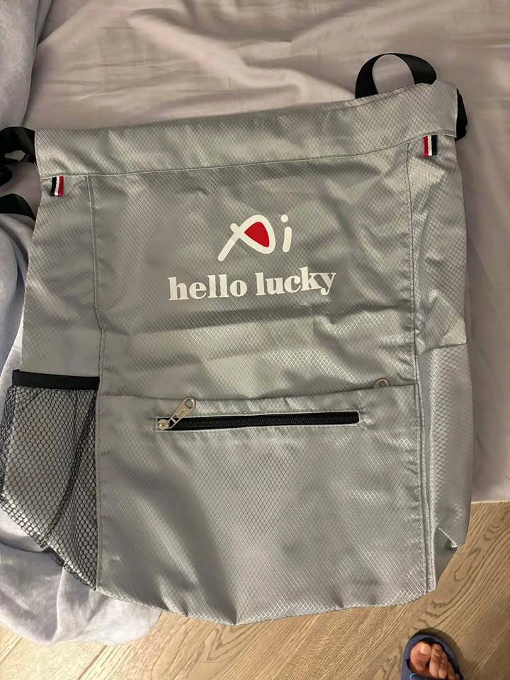 Hello lucky drawstring bag