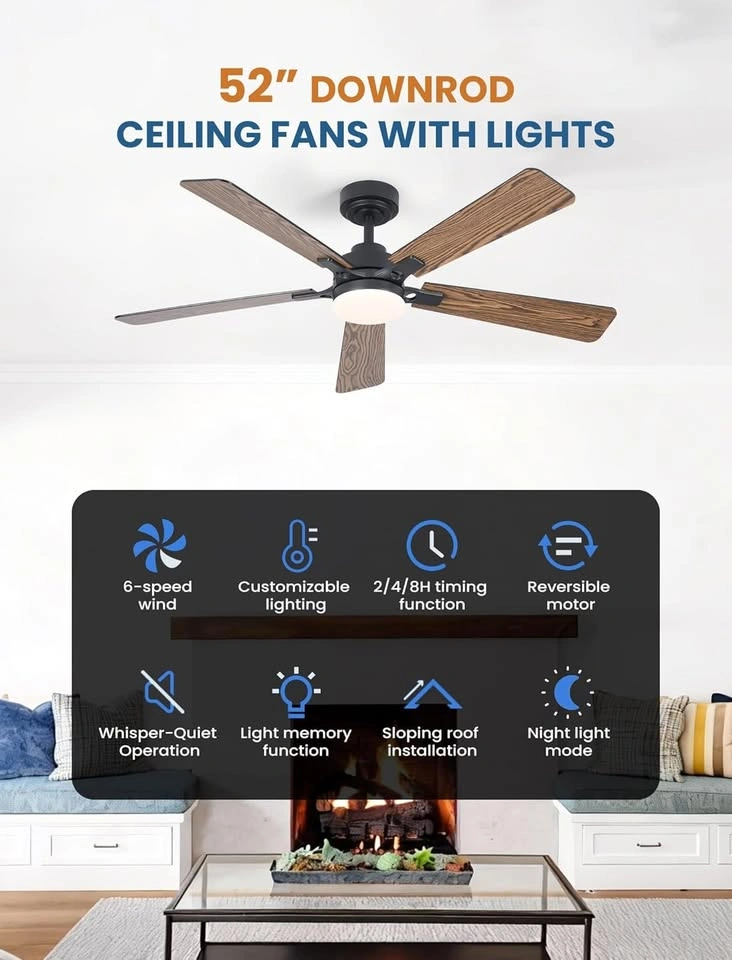 52 Inch Ceiling Fan with Lights and Remote - photo 2