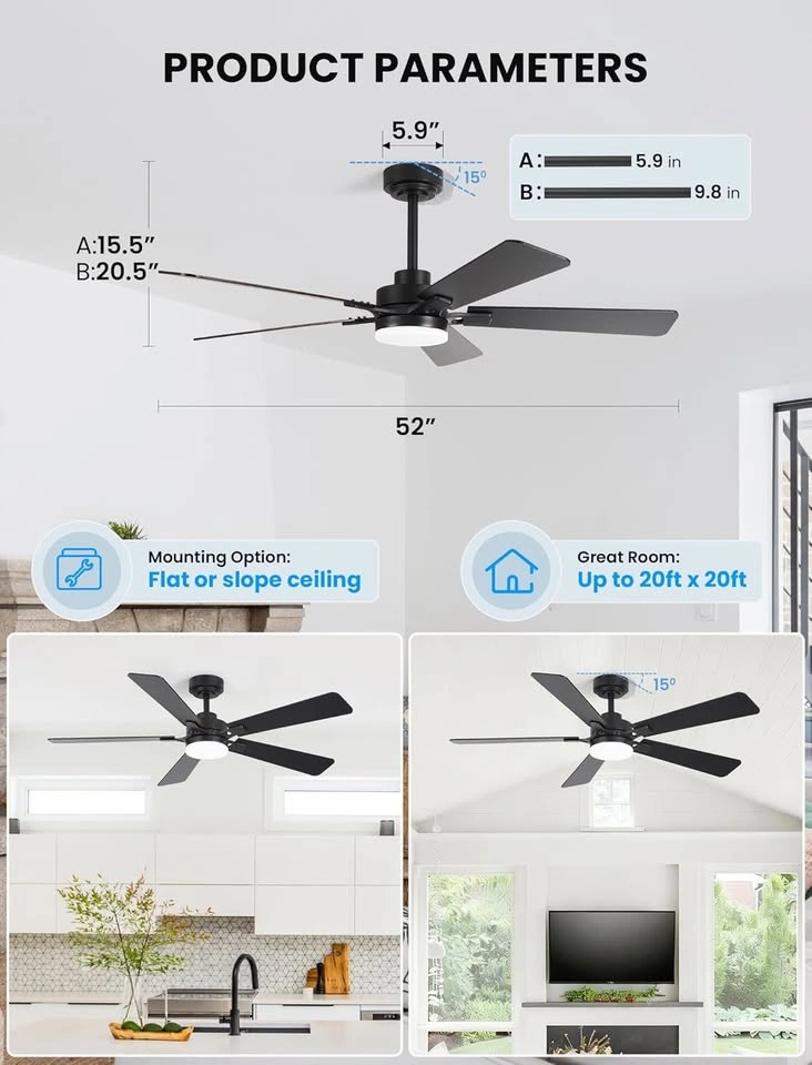 52 Inch Ceiling Fan with Lights and Remote - photo 3