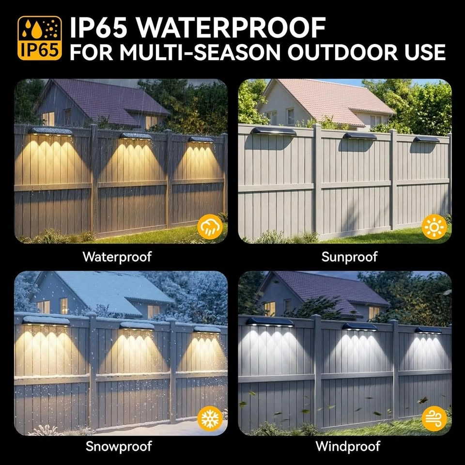 Solar Fence Lights Outdoor Waterproof 4 Packs - photo 2