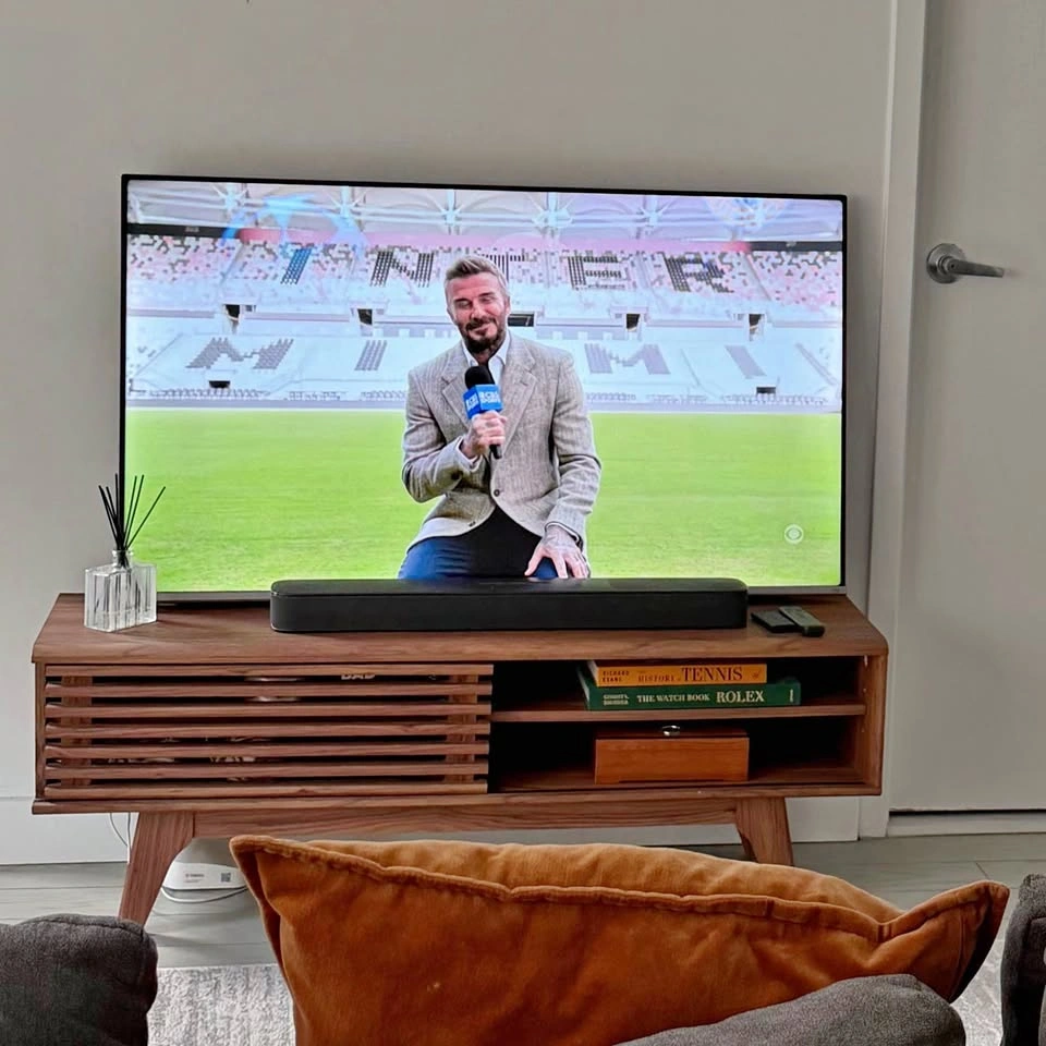 Mid-Century Modern TV Stand - Walnut Finish (Up to 55")