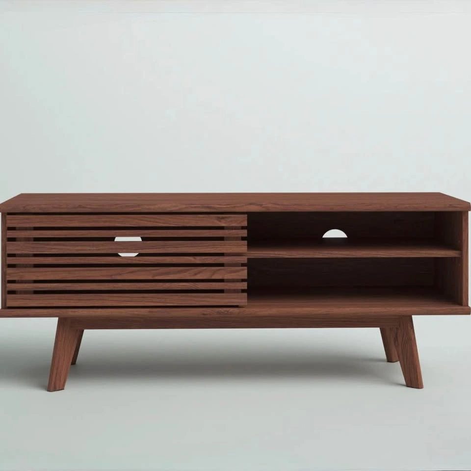 Mid-Century Modern TV Stand - Walnut Finish (Up to 55") - photo 2