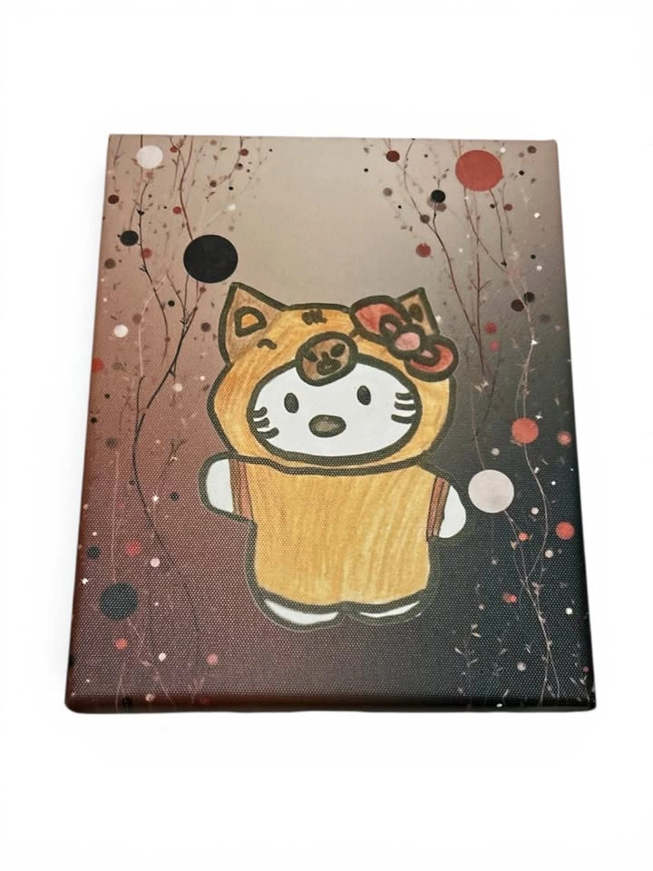 Cute Hello kitty X Capybara on a canvas 8x10