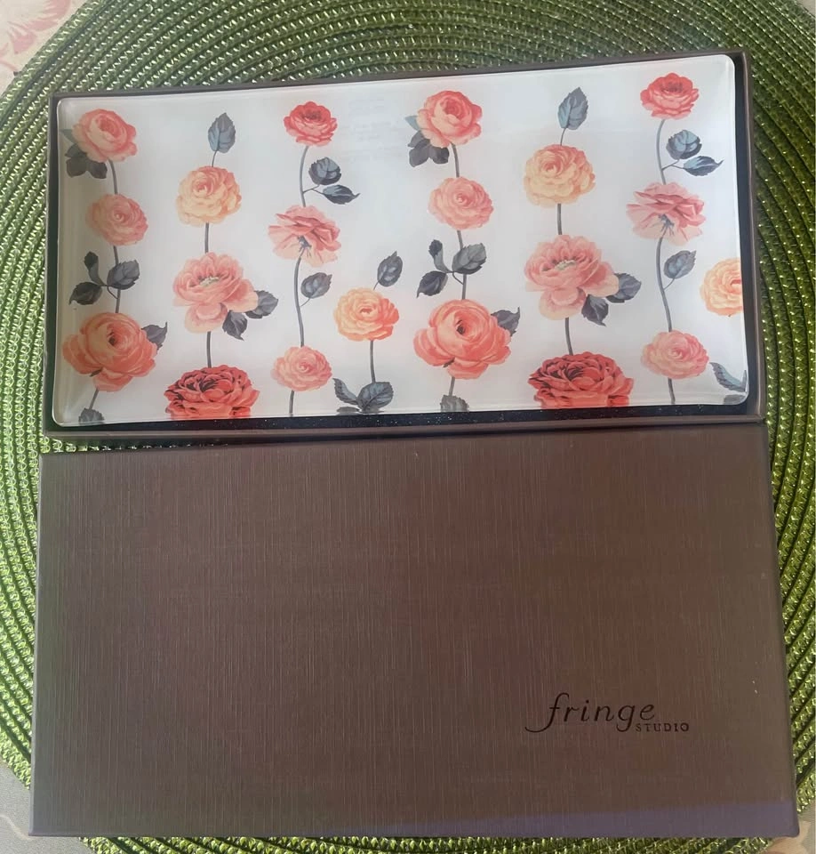LOVELY & CHARMING FRINGE STUDIO RECTANGULAR FLORAL GLASS TRAY AP - photo 5