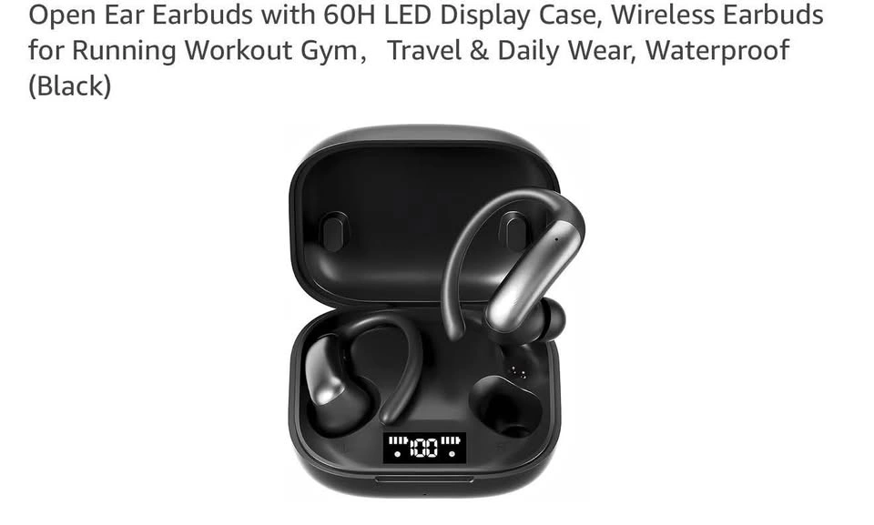 (New)Open Ear Earbuds with 60H LED Display Case
