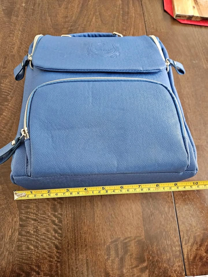 Giles N Brooks Royal Blue Saffiano Vegan Leather Backpack