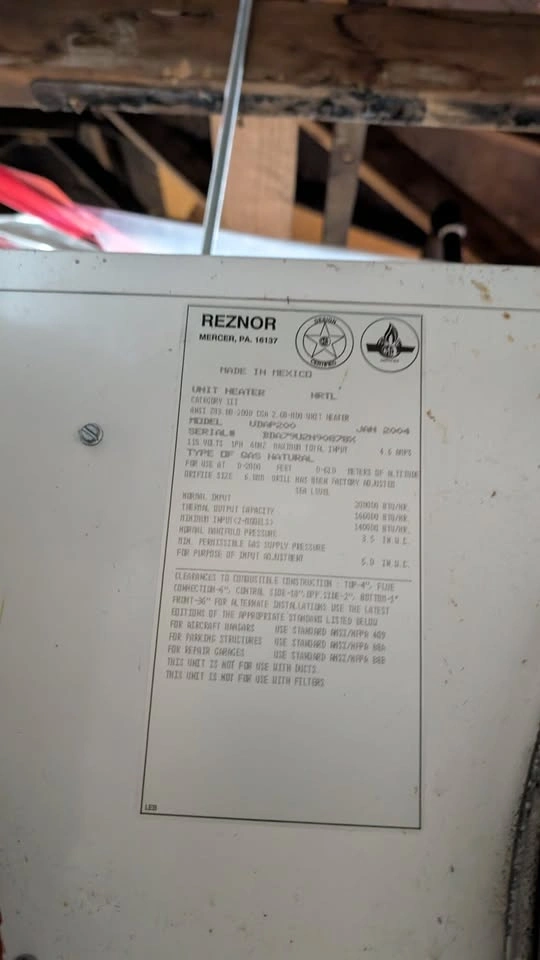 Reznor 20,000BTU Gas Heater UDAP200 - photo 2