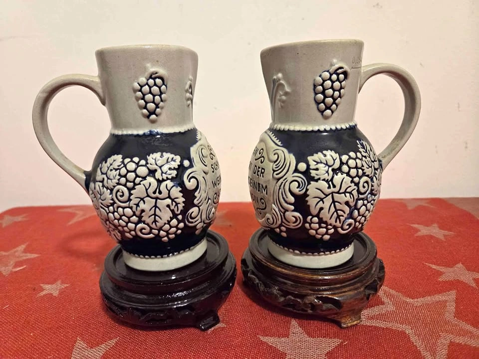 Vintage West German MARZI & REMY Salt Glaze Cobalt Pitcher #2956