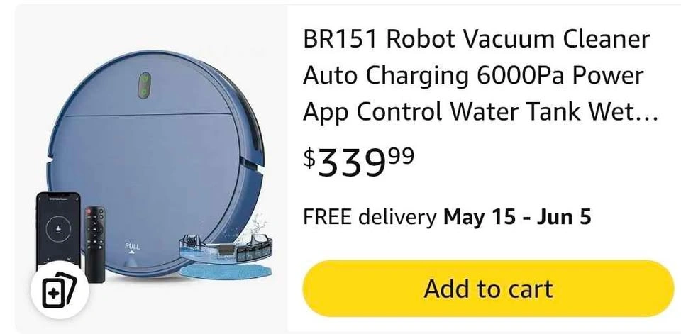 BR151 Robot Vacuum Cleaner Auto Charging Mop - photo 2