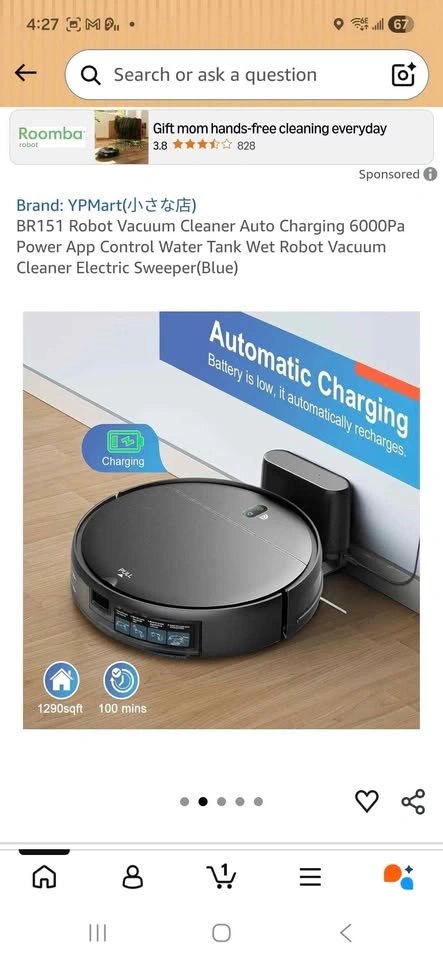 BR151 Robot Vacuum Cleaner Auto Charging Mop - photo 4