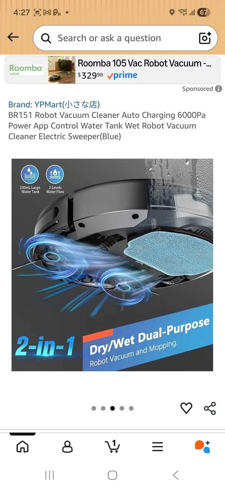 BR151 Robot Vacuum Cleaner Auto Charging Mop - photo 5