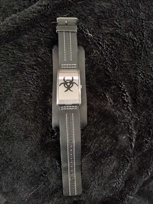 Steampunk Biohazard Leather Watch - photo 2