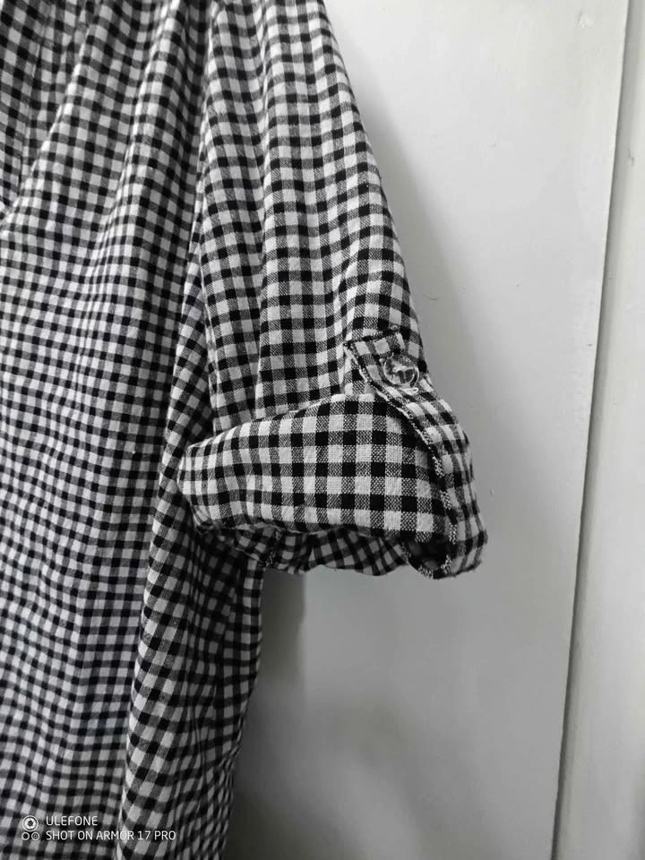 Black and white checkered blouse - photo 5