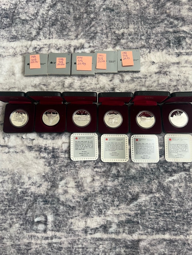 6 silver dollars