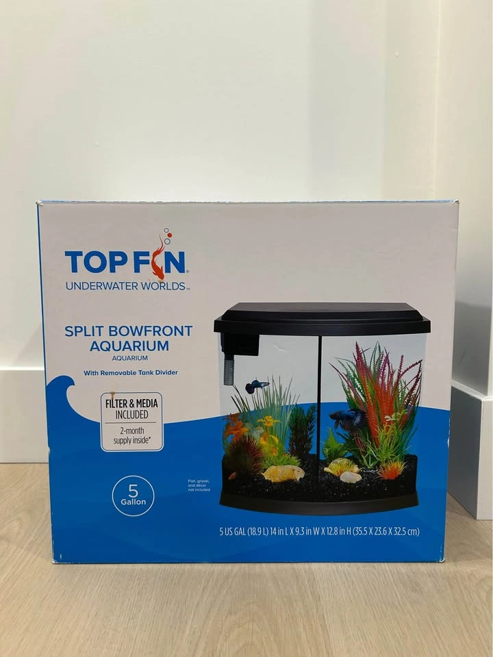 Top Fin Split Bowfront 5 Gallon Aquarium w/pump, food, accessori - photo 4