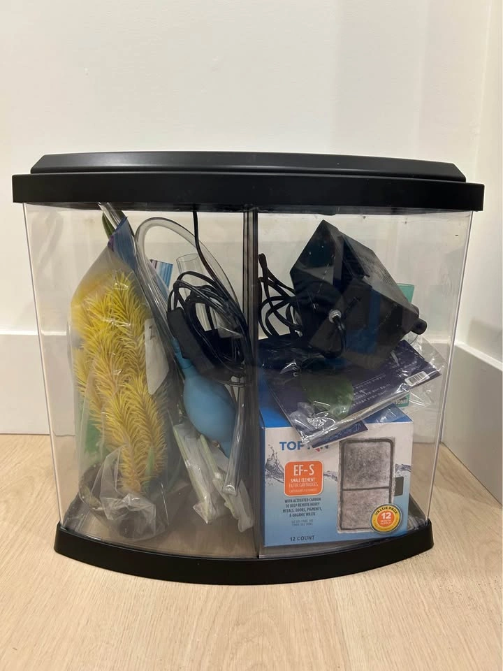 Top Fin Split Bowfront 5 Gallon Aquarium w/pump, food, accessori - photo 5