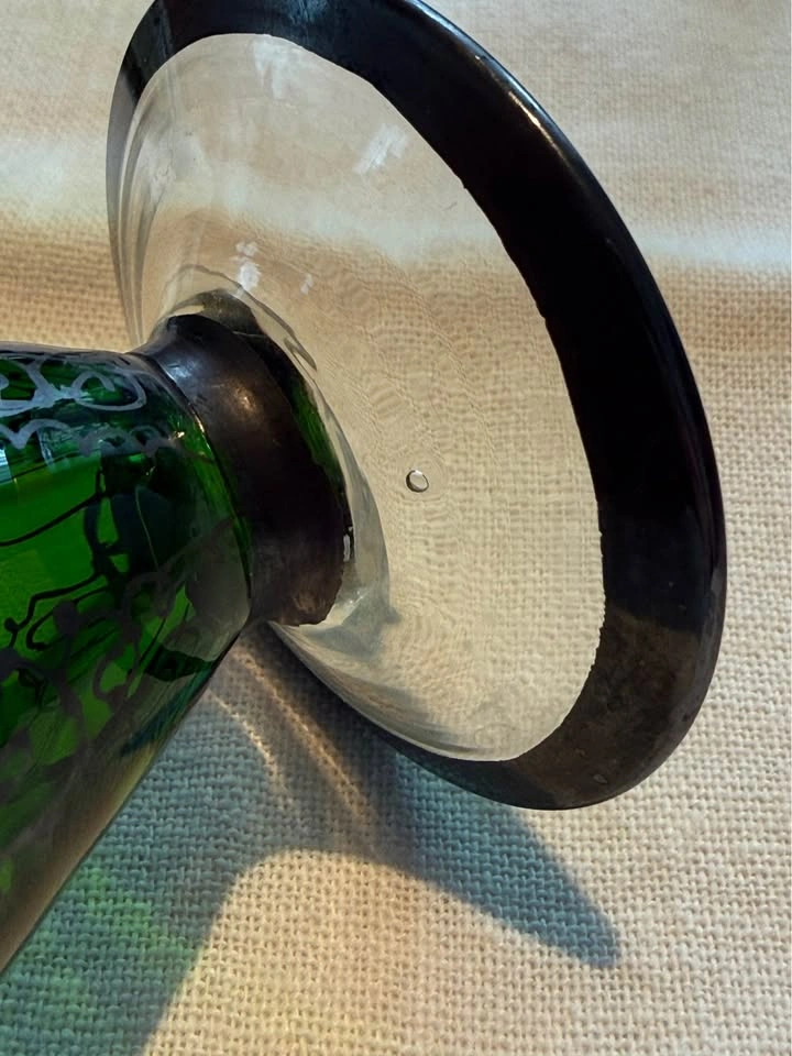 Vintage 1930s Green Cocktail Glasses w/ Silver Filigree S/4 - photo 5