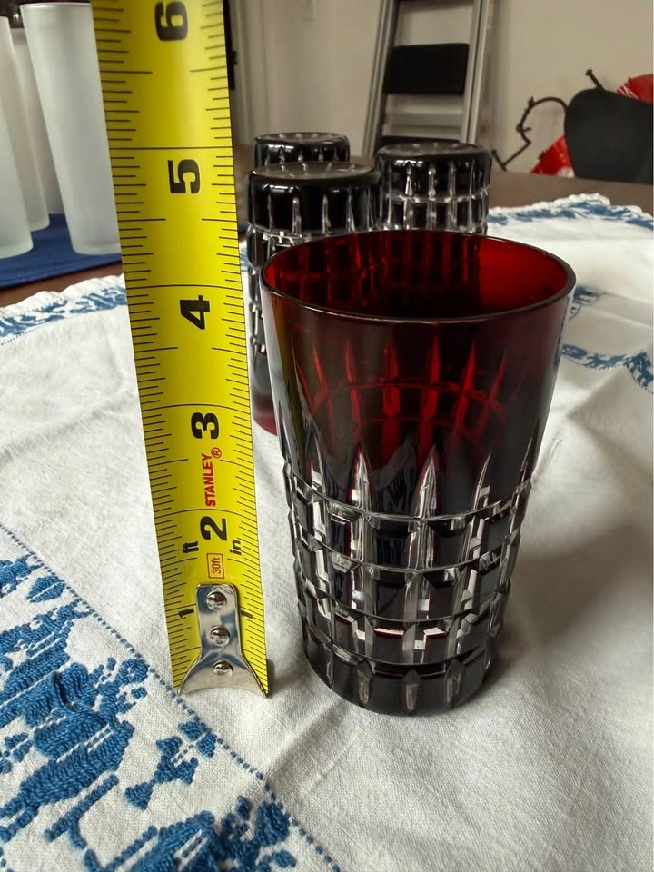 Set of 4 Vintage Ruby Cut to Clear Crystal Glasses - photo 4