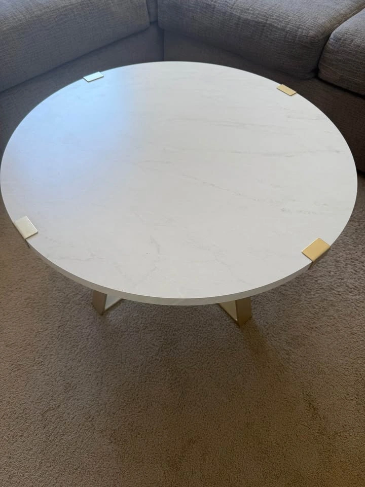 Modern Round Coffee Table – White & Gold - photo 3