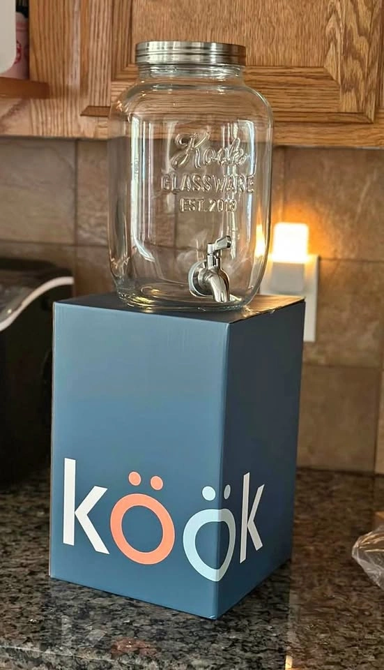 Glass Beverage Dispenser with Metal Spigot