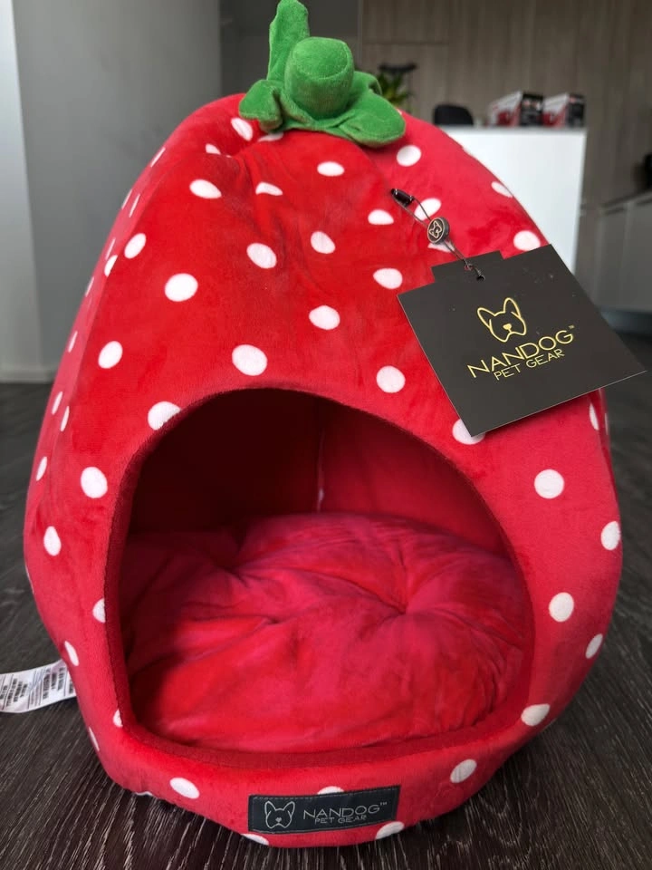 🍓Strawberry Pet Bed for Cats & Small Dogs – Plush Microfiber Coz - photo 2